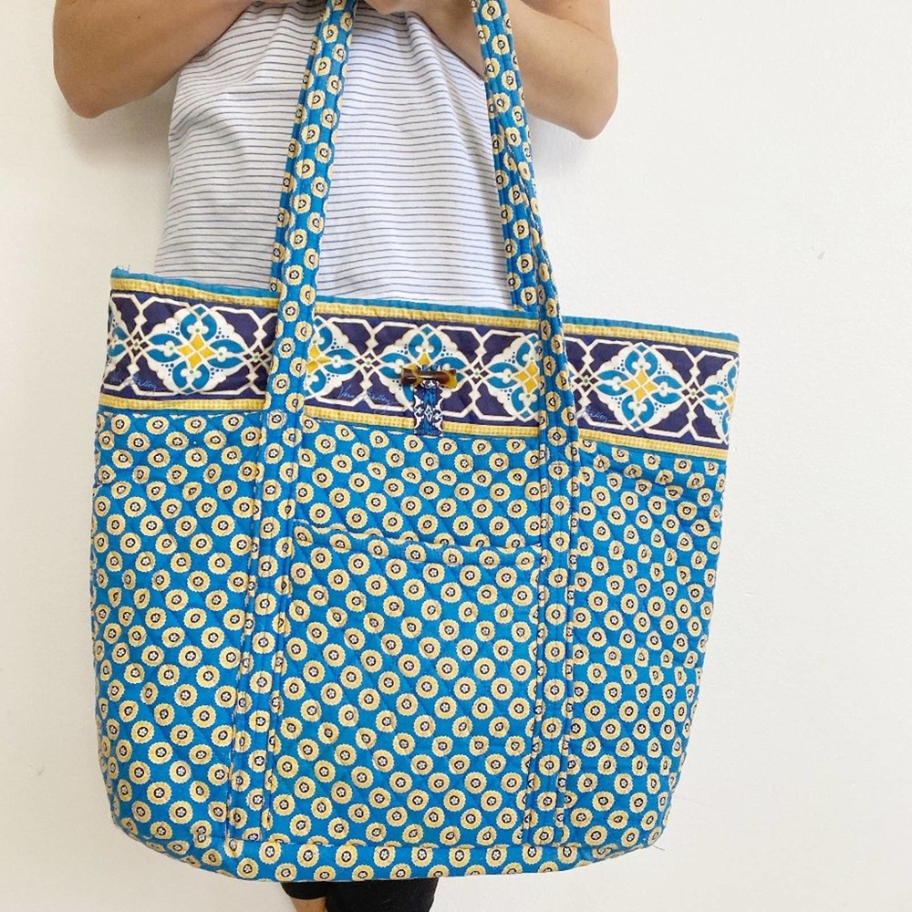 Vera Bradley Shoulder Tote Bag in Riviera Blue - Picture 3 of 7